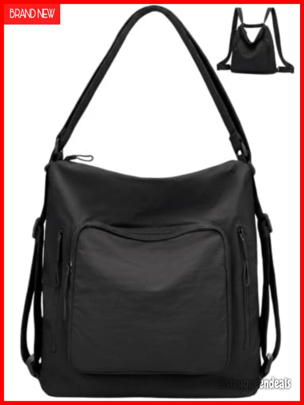 Nylon Convertible Backpack Tote Hobo Bag